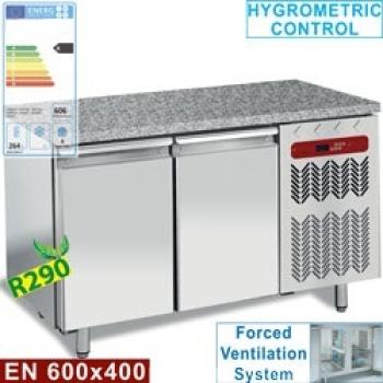 TP2N/HG-R2 (25) Konditorei-Bäckerei Kühltisch, 2 Türen EN 600x400 - Granitplatte